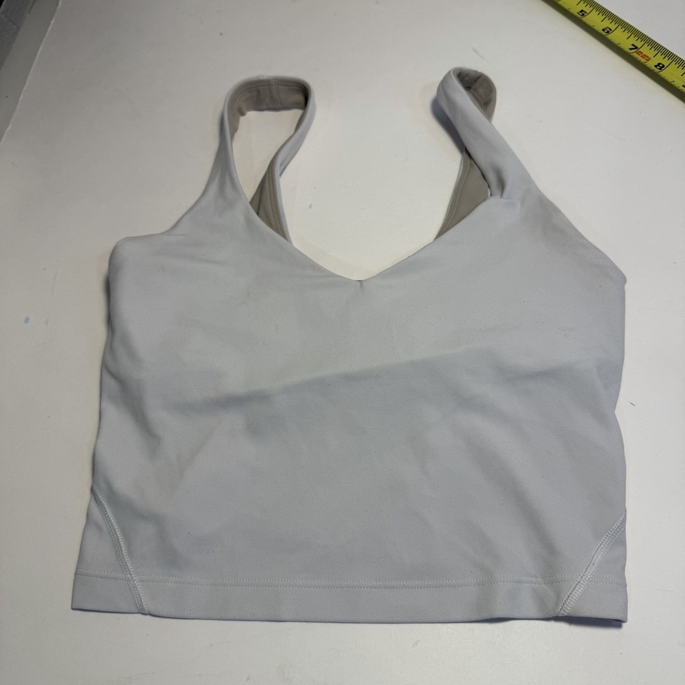 Lululemon Align Tank Top Off White 2 Sporty Yoga Gym Training Shelf Bra Cropped